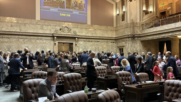 Legislators in the chamber.