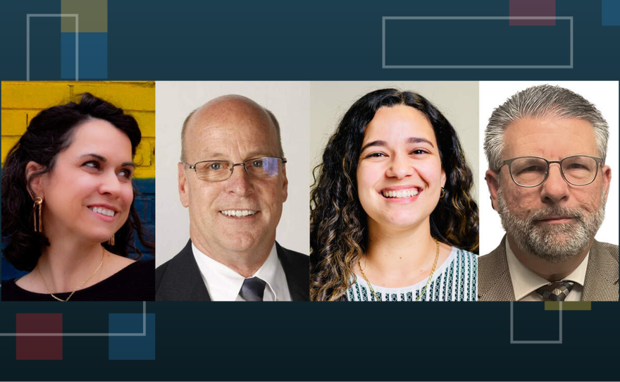 Sedgwick County Commission candidates. Left to right: District 1's Sarah McMillen and Pete Meitzner. District 5's Olivia Hayse and Jim Howell.