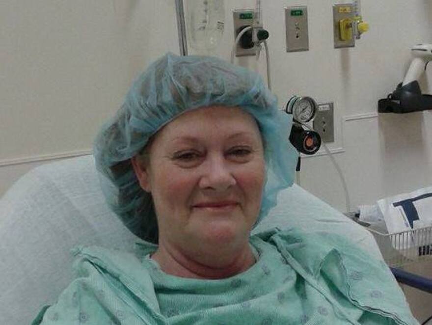 After she experienced bladder problems, Mechel Keel of Owosso, Mich., had flexible mesh implanted. But the mesh hardened inside her, causing pain and infections. In this 2015 photo, she is awaiting surgery to remove parts of the failed mesh.
