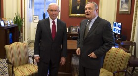 Attorney General nominee Sen. Jeff Sessions, R-Ala., left, meets with Senate Minority Whip Richard Durbin of Ill., on Capitol Hill, in Washington. (Cliff Owen/AP)