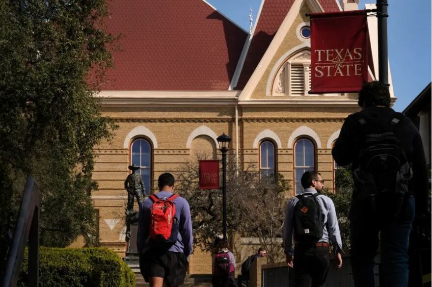  Students on the Texas State University campus in San Marcos in 2018. Funding and how race is taught in public institutions are likely to dominate the debate around higher education in Texas during this year’s legislative session. 