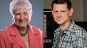 a portrait of a woman and a man