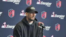 St. Louis City SC captain and goalkeeper Roman Burki addresses the media following end of season training.