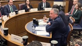 House Speaker Todd Huston explains the framework of a deal to bring the Chicago Bears to Indiana during a hearing Thursday, Feb. 19, 2026.