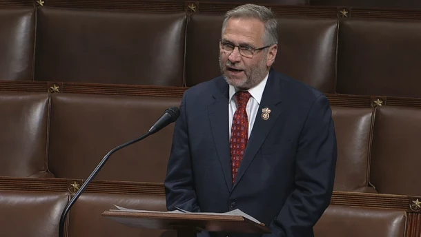U.S. Rep. Mike Bost, R-Ill., speaks at the U.S. Capitol in Washington. He is one of three Illinois GOP members of Congress expressing concerns about the state’s integrity and accuracy of its voter rolls.