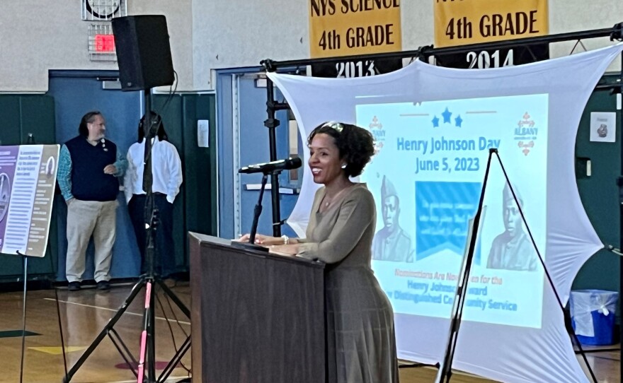  The commemoration at Henry Johnson Charter School was led by Chief City Auditor Dorcey Applyrs.