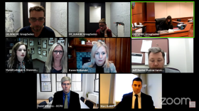  A screenshot of the Crumbleys' arraignment Saturday morning.