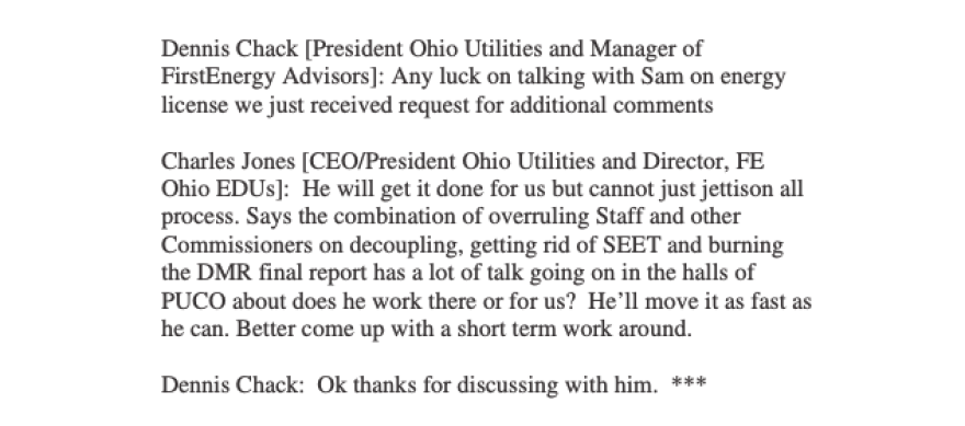Text messages between former FirstEnergy executives