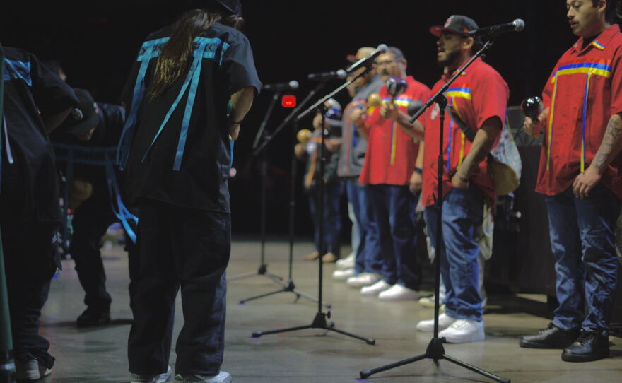Traditional dances and songs were shared with the public on Indigenous People's Day, on Oct. 12, 2026, at the Palms Resort Casino. (Jimmy Romo/KNPR)