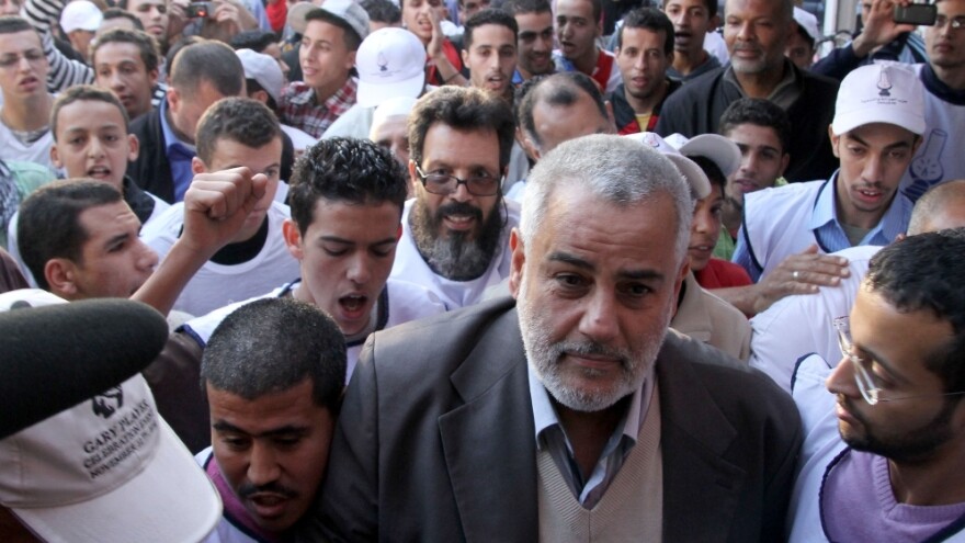 Morocco's Islamist Justice and Development Party heads the country's new government, the result of snap elections called by the king. Here, Abdelilah Benkirane, the party's secretary general and now prime minister, arrives for an election rally in Sale on Nov. 1. The party now faces political as well as economic challenges.