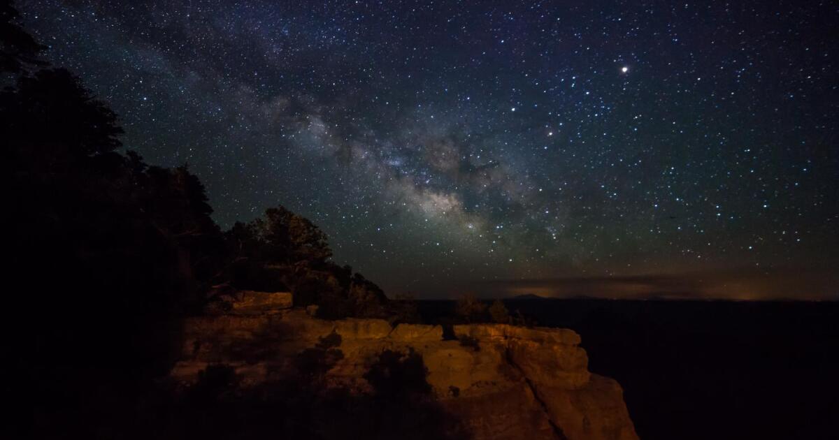 The Milky Way rises over the Grand Canyon at night