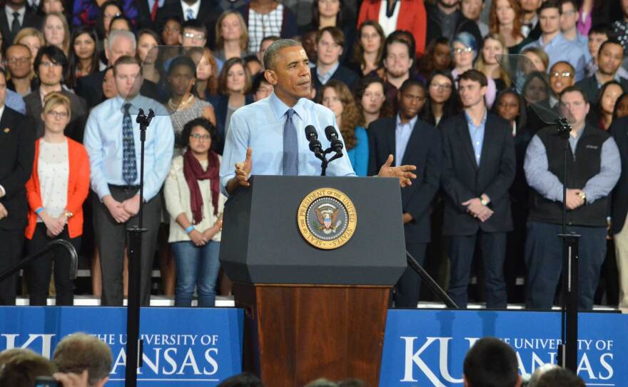 President Obama spoke at the University of Kansas on January 22, 2015. (Photo by Sheri Hamilton/KPR)