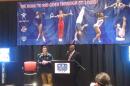 USA Gymnastics COO Ron Galimore (right), accompanied by Olympic gymnast Jake Dalton, said St. Louis offers the right environment for the men's Olympic team trials in 2016.