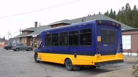The 99 Vine bus at the Amtrak station in Eugene on Nov. 24, 2025.