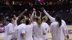 Lady Bears circle up before taking on FIU in their 2025-26 season for their first time.