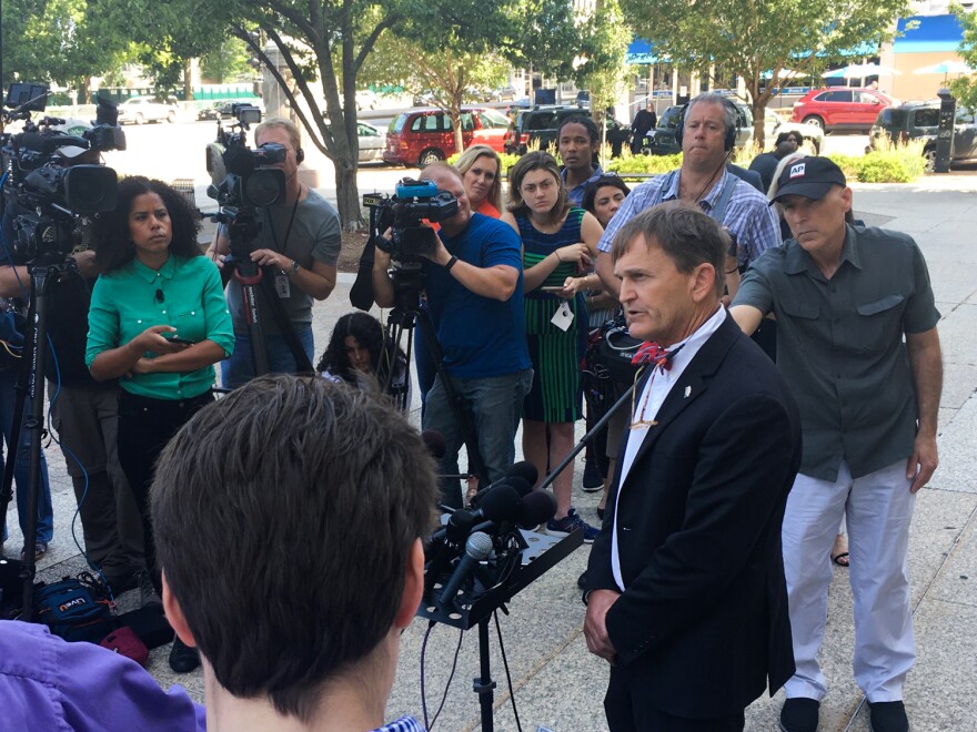 Dr. Randall Williams, director of the Missouri Department of Health and Senior Services, spoke to reporters after a court hearing on Wednesday, June 5, 2019