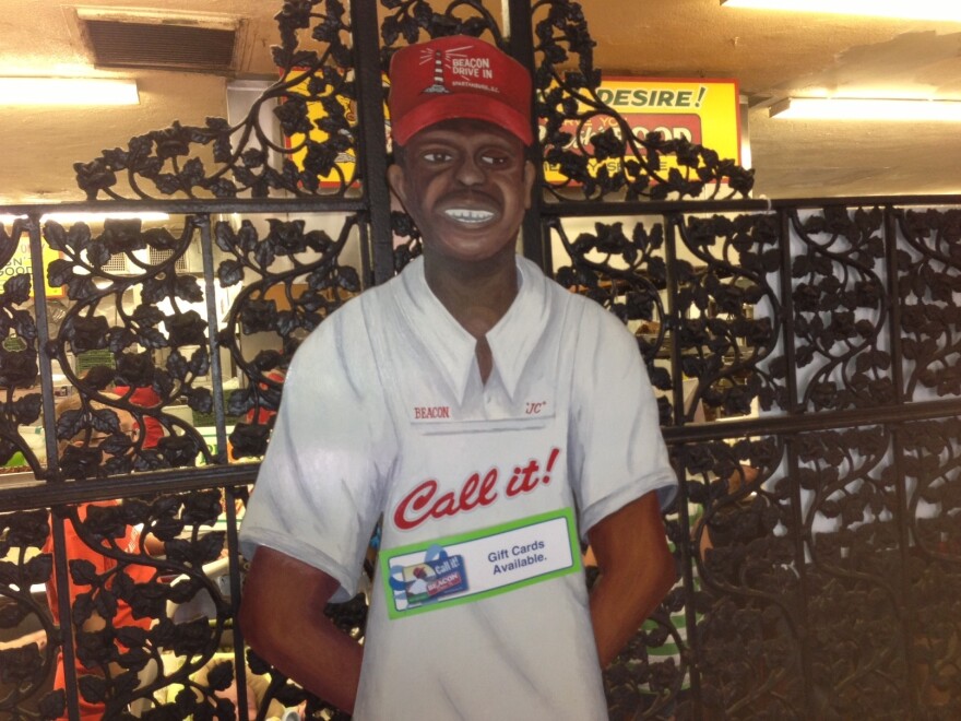 Please order from the real J.C., not the wooden cutout. You'll get your food much faster that way.