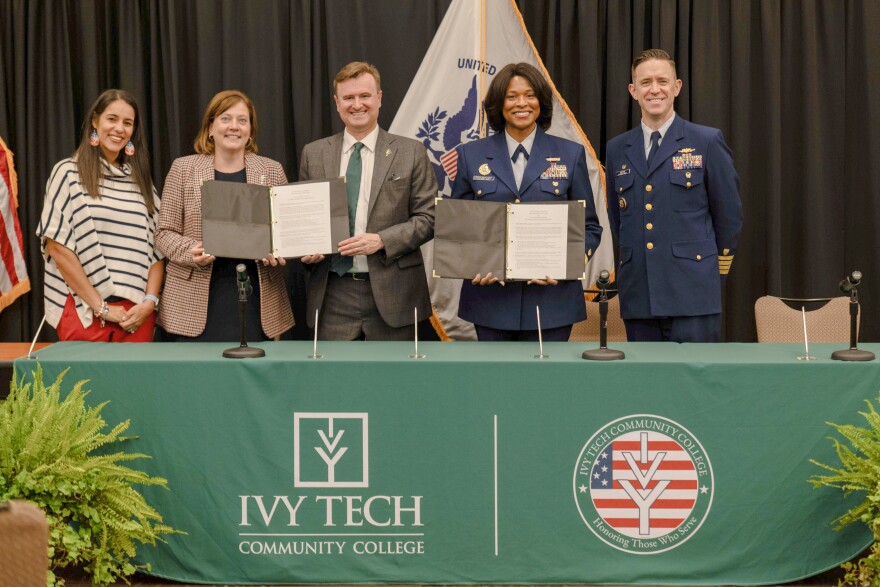 Ivy Tech Community College hosted Coast Guard Rear Admiral Zeita Merchant for a signing ceremony Nov. 14.