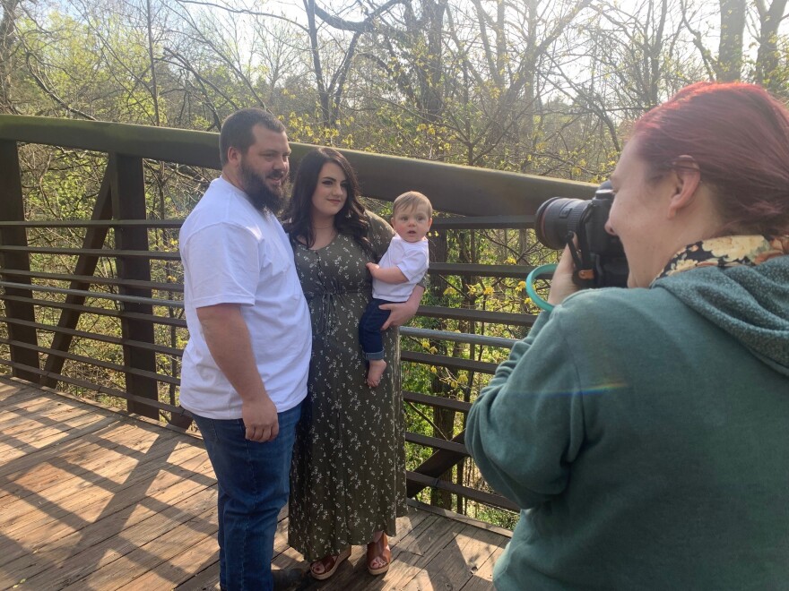  Shane and Hailey Ragan hold their son Korbin for pictures at Lost River Cave in Bowling Green.