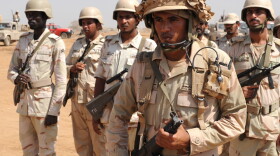 Saudi soldiers deploy in the southern Saudi province of Jizan on the border with Yemen on Nov. 8.