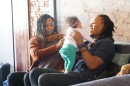 April Thomas (left) and Cory Lampkin (right) visited Jamaa Birth Village with their daughter Addisonkori in March. March 4, 2019.