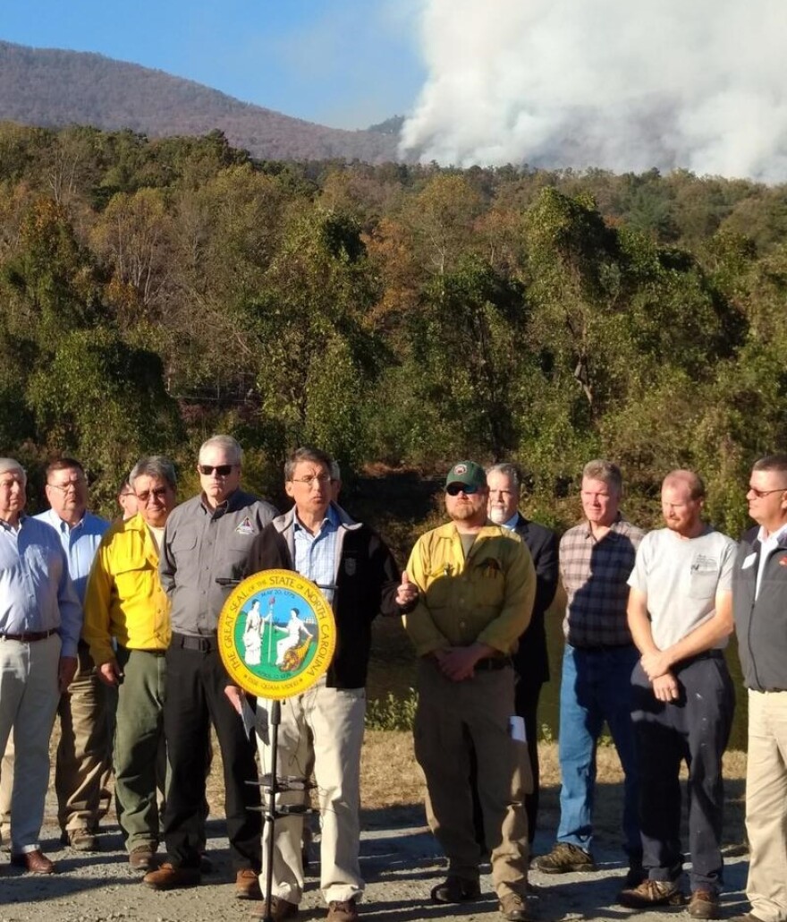 Gov. Pat McCrory first visited the fire near Lake Lure on Thursday, Nov. 10, 2016