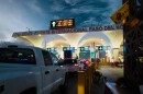 Vehicles wait in line at the Santa Fe International bridge to cross from Ciudad Juarez into El Paso.