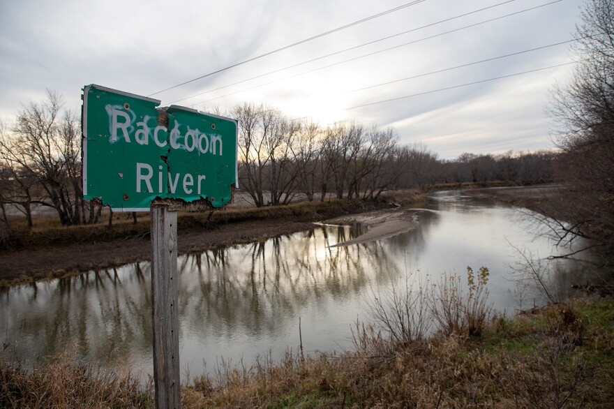 The Raccoon River in Carrol County, Iowa. In April 2021, the environmental advocacy nonprofit American Rivers called the Raccoon one of the ten most endangered rivers in the country.