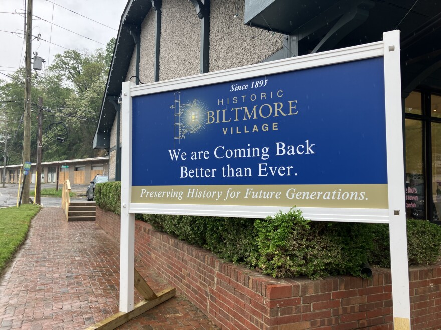 A sign in Biltmore Village as seen on Thursday, April 24, 2025.