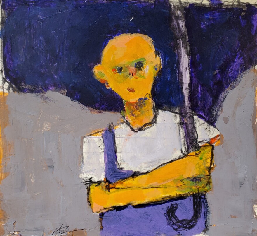 "Man with Umbrella" by Robert Schlegal is showing at the Karin Clarke Gallery, which is on the Willamette Street Gallery Tour part of First Friday