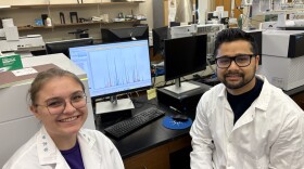 Students who worked with Bikram Subedi. From left to right: Emilia Lomnicki and Ramesh Sapkota.