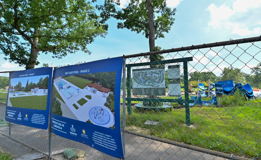 The pool at Nay Aug Park is in its first phase of construction continues.