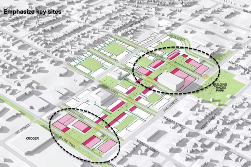 Consultants pitched this scheme at the last forum in early August, which uses connected gardens as well as a pedestrian way.