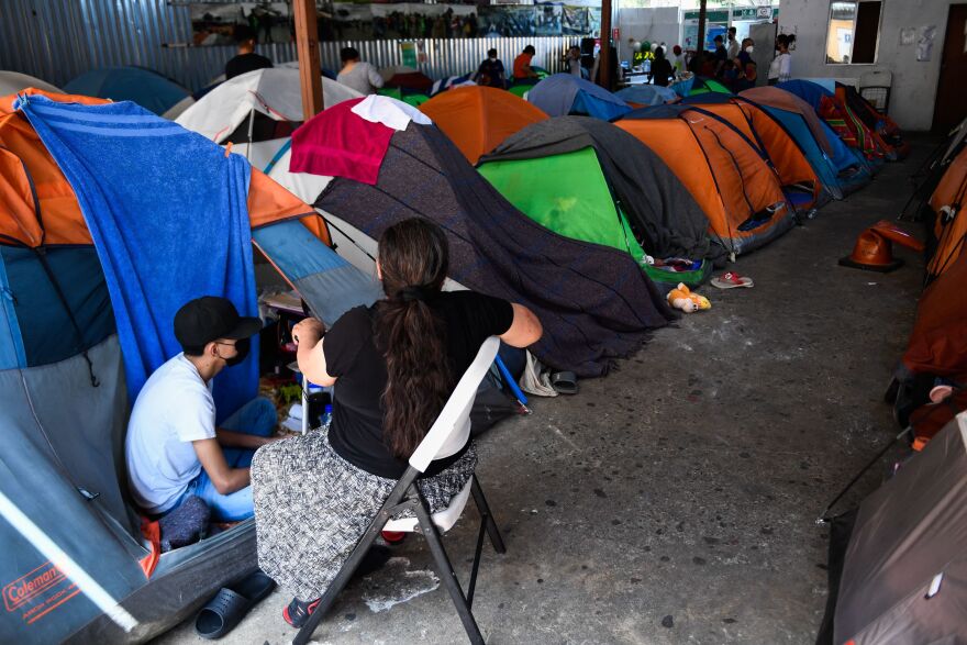 Families with children live in the Movimiento Juventud 2000 shelter with refugee migrants from Central and South America, including Honduras and Haiti. The families are seeking asylum in the United States as Title 42 and Remain In Mexico border restrictions continue, in Tijuana, Baja California state, Mexico on April 9, 2022.
