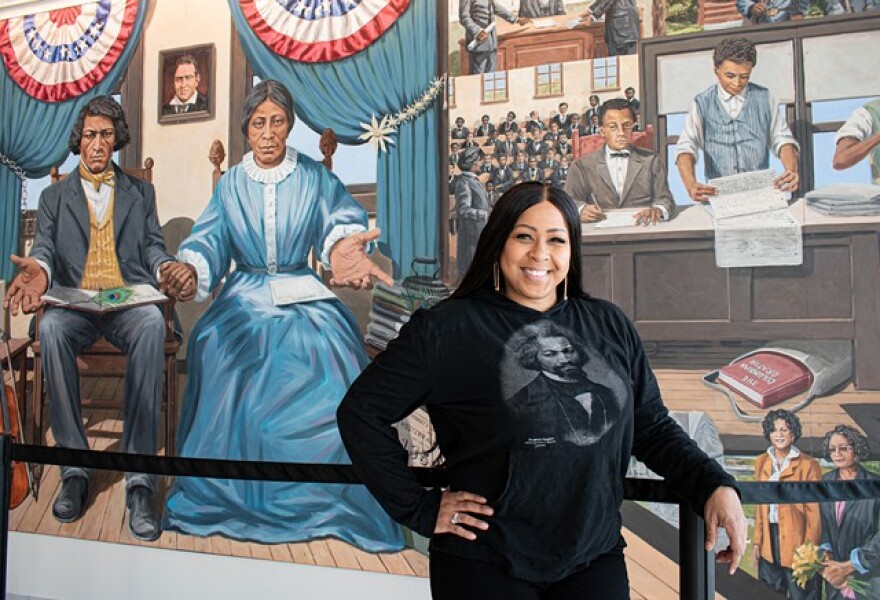 Michelle Daniels wanted to commission a mural of the Douglass family to help tell its "patriotic, historical story."
