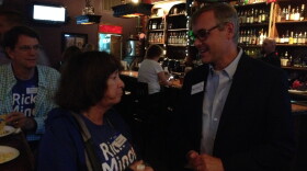 Rick Minor, winner of Leon County Commission Seat 3 race, speaks to a supporter.