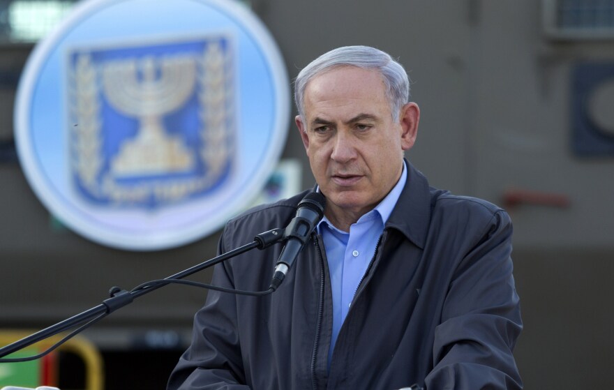 Israeli Prime Minister Benjamin Netanyahu adresses Israeli army troops on June 19.