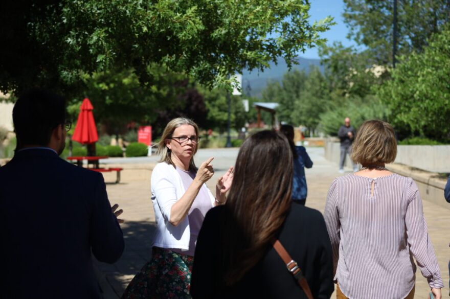New Mexico School for the Deaf Superintendent Jennifer Herbold took Higher Education Department and Legislative Finance Committee staff on a campus tour on Aug. 5, 2025.