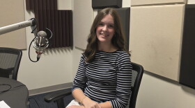 Annie Elliott at the mic in NPR Studio F