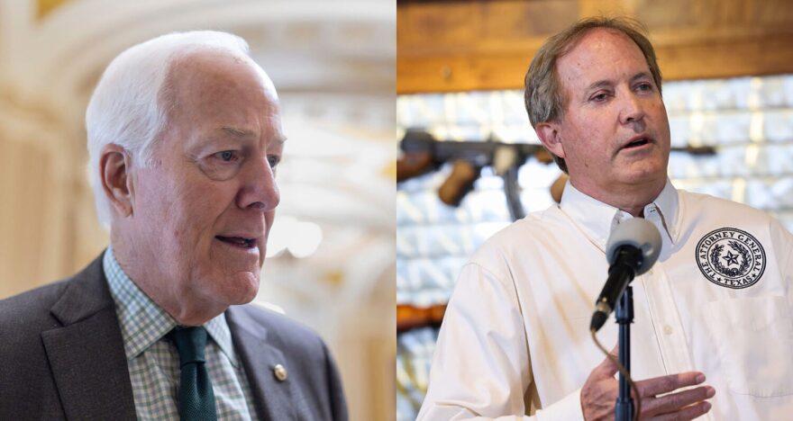 Sen. John Cornyn, left, and Texas Attorney General Ken Paxton