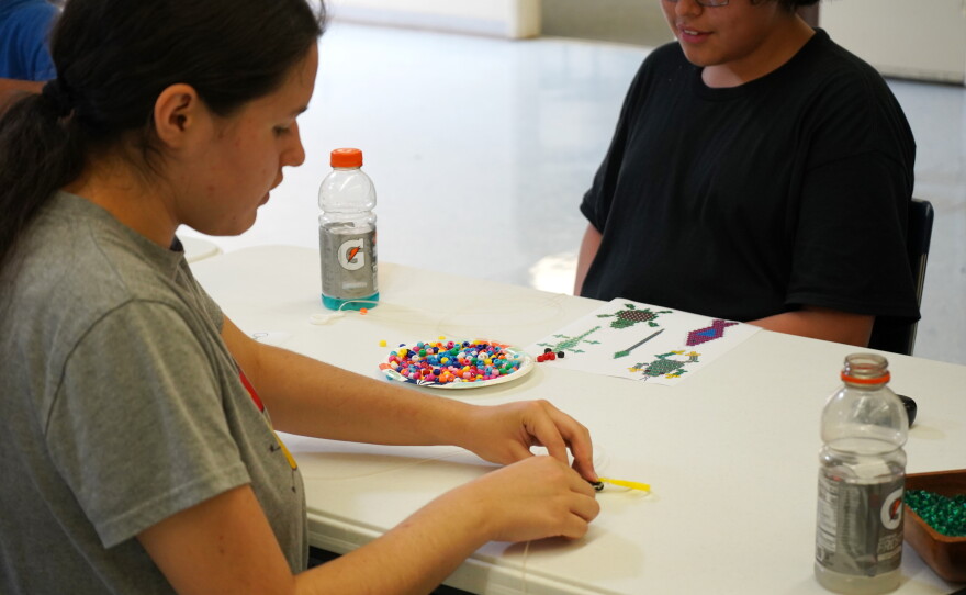 Beading was one of various activities youth could enjoy at the Johnson O'Malley program this summer.