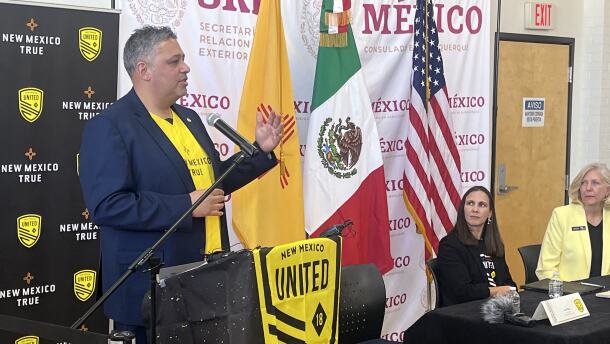 New Mexico United President Ron Patel, shown at a June 26 press conference at the Mexican consulate's office in Albuquerque, says he hopes the July match against Atlante FC will be followed by more friendly matches against high-profile international opponents.