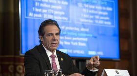 Gov. Andrew M. Cuomo speaks Thursday at a coronavirus briefing in the Red Room at the State Capitol in Albany. OFFICE OF THE GOVERNOR