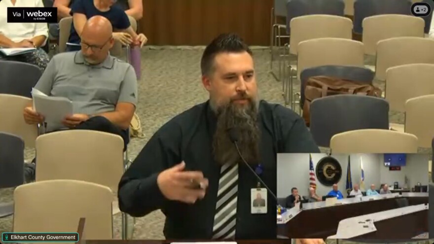 Elkhart County Court Administrator Ross Maxwell discusses the JDAI program with the county council during its July 17, 2025 meeting.