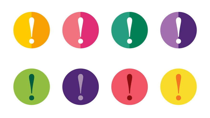 Colorful exclamation points.
