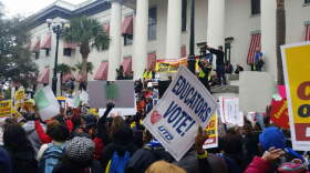Teachers gather at the state Capitol Jan. 14 to protest Florida's emphasis on high-stakes testing and other education issues. (Photo courtesy of Mary Phillips)
