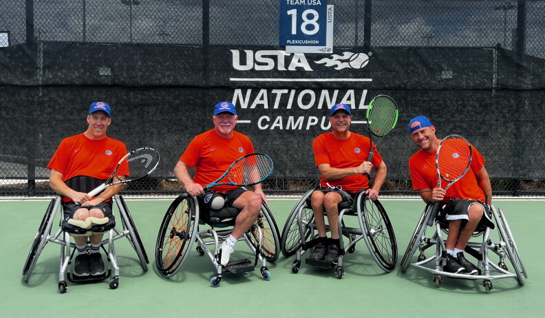 The Boise State Adaptive Athletics Tennis team: Steve Baxter, Kevin Falk, Randy Corbett and Tommy Schroeder