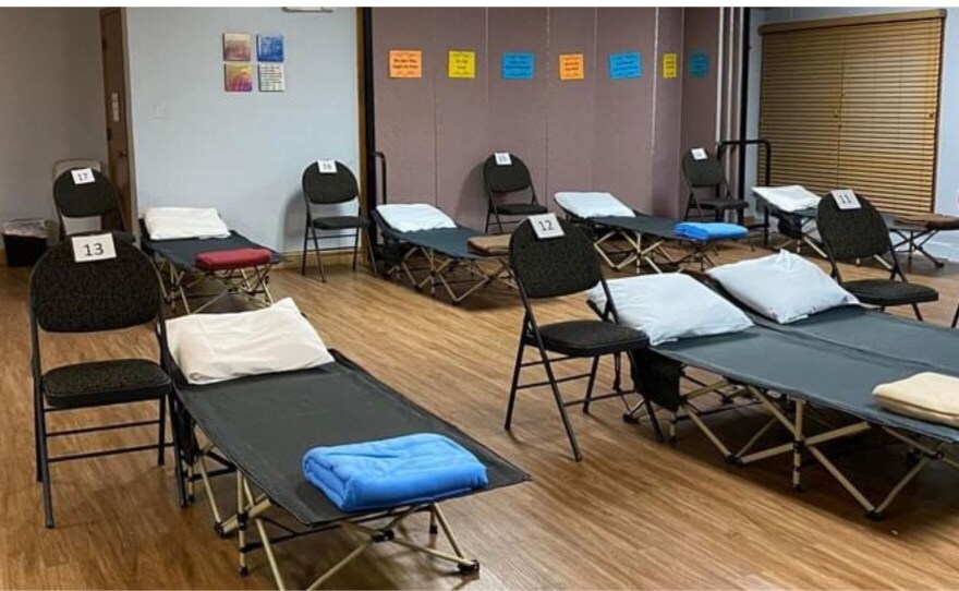 Unity of springfield, one shelter partner,  converts a multipurpose space in their building into sleeping quarters. 