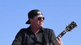 Country music artist Pat Green performs before a NASCAR Cup Series auto race at Texas Motor Speedway in Fort Worth, Texas, Sunday, Nov. 5, 2017. (AP Photo/Larry Papke)