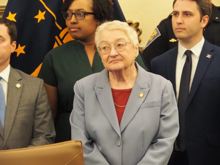 Sen. Sue Glick attends a ceremonial bill signing on Wednesday, May 28, 2025.